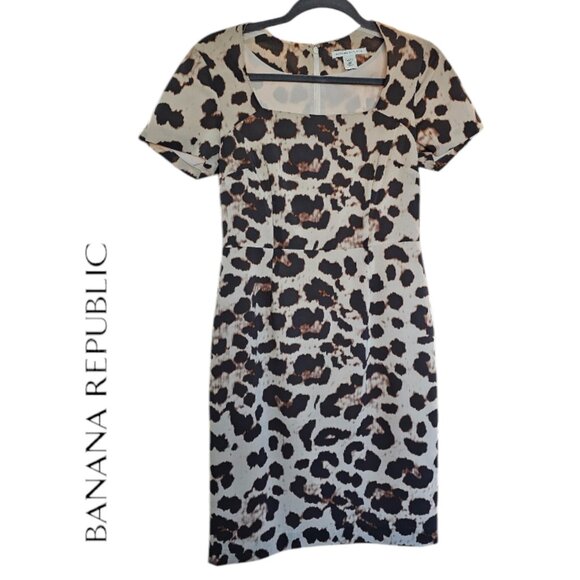 Banana Republic Dresses & Skirts - Banana Republic Dress  4P 4 Petite Animal Print Short Sleeve